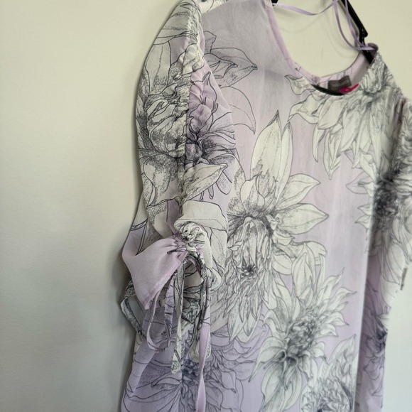 Vince Camuto Floral Tunic Dress Sheer Lavender Floral Print Size M - Picture 4 of 8